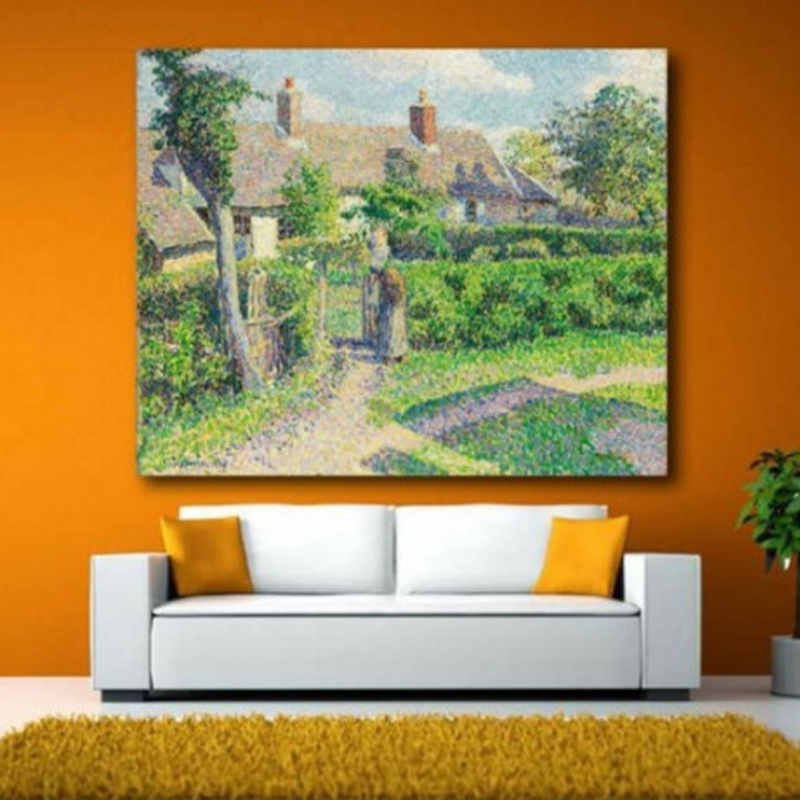Πίνακας σε καμβά με Ζωγραφική του Camille Pissarro Peasants houses